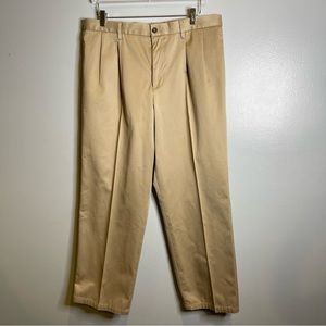 Dockers Men’s Pants Size 38X32 Khaki 100% Cotton Front Pleated Straight Leg